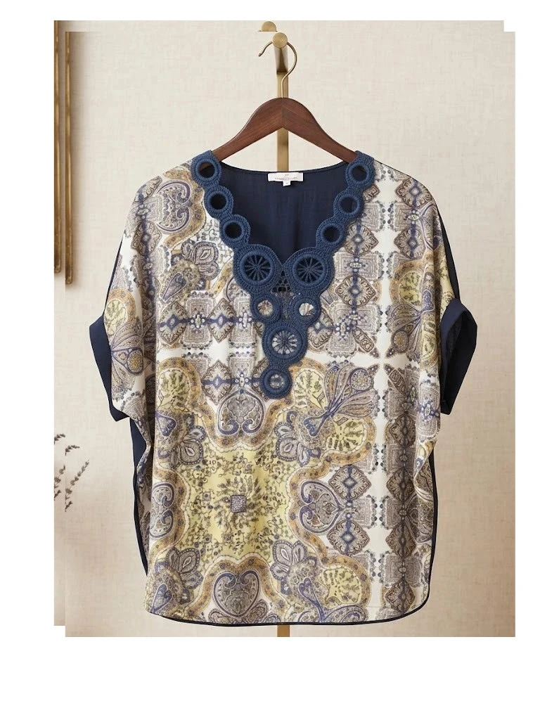Blouse bohème chic Jacqueline Riu – Taille 36/38 – Très bel état